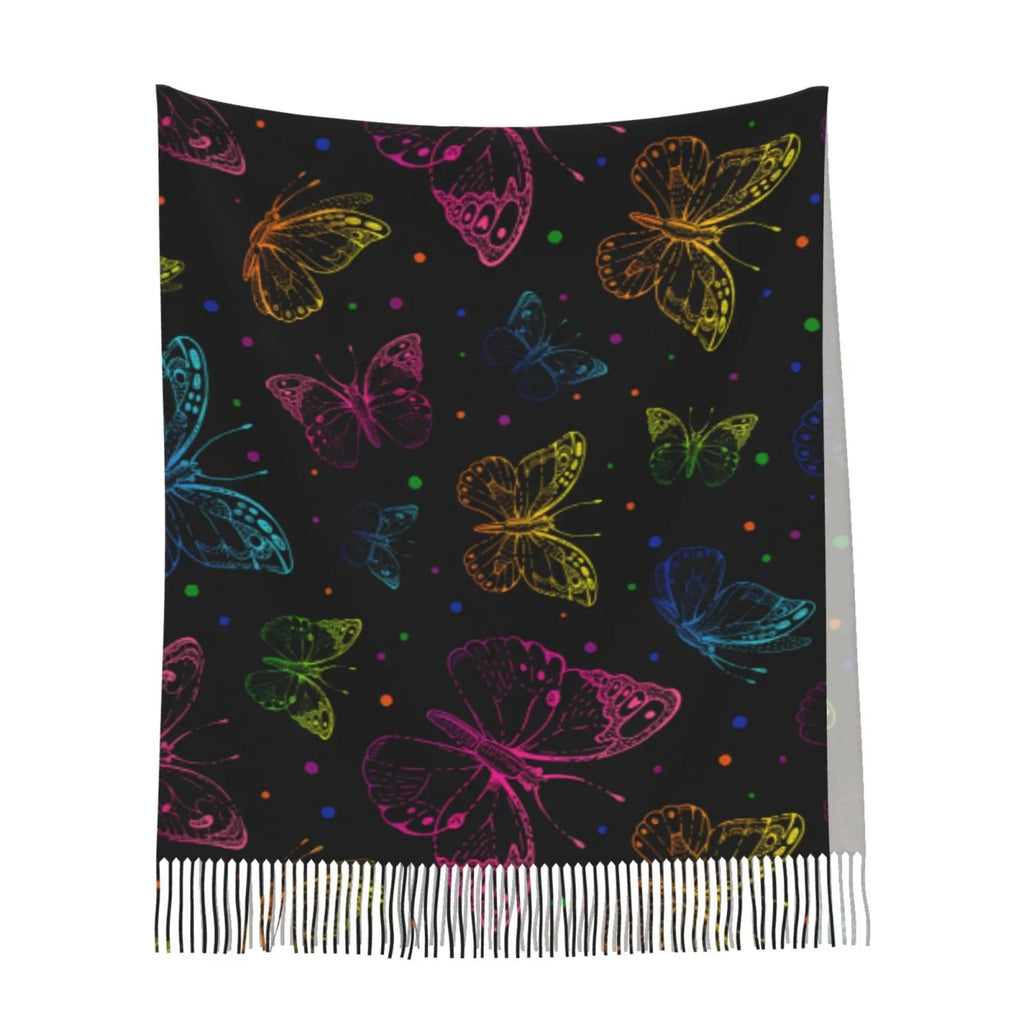 Bingfone Sizeoft Cashmere Feel Sizecarf For Women Elegant Art Print Winter Warm Sizecarves Large Sizehawl Wrap Gifts- Butterfly