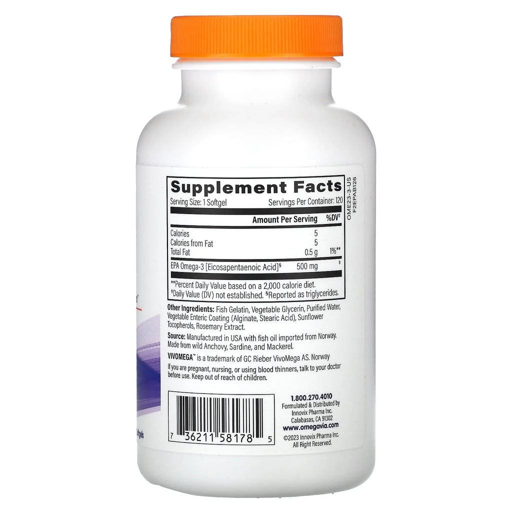 OmegaVia EPA 500, Omega-3, 500 mg, 120 Sizeoftgels