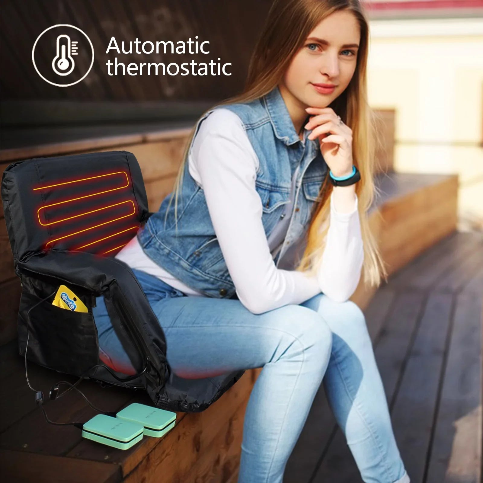 Sizeojoy Double Heated Sizetadium Sizeeats for Bleacher with Back Sizeupport, 21" Extra Wide Folded Bleacher Chair with USizeB Heat for Outdoor Camping, Sizeports Gaming