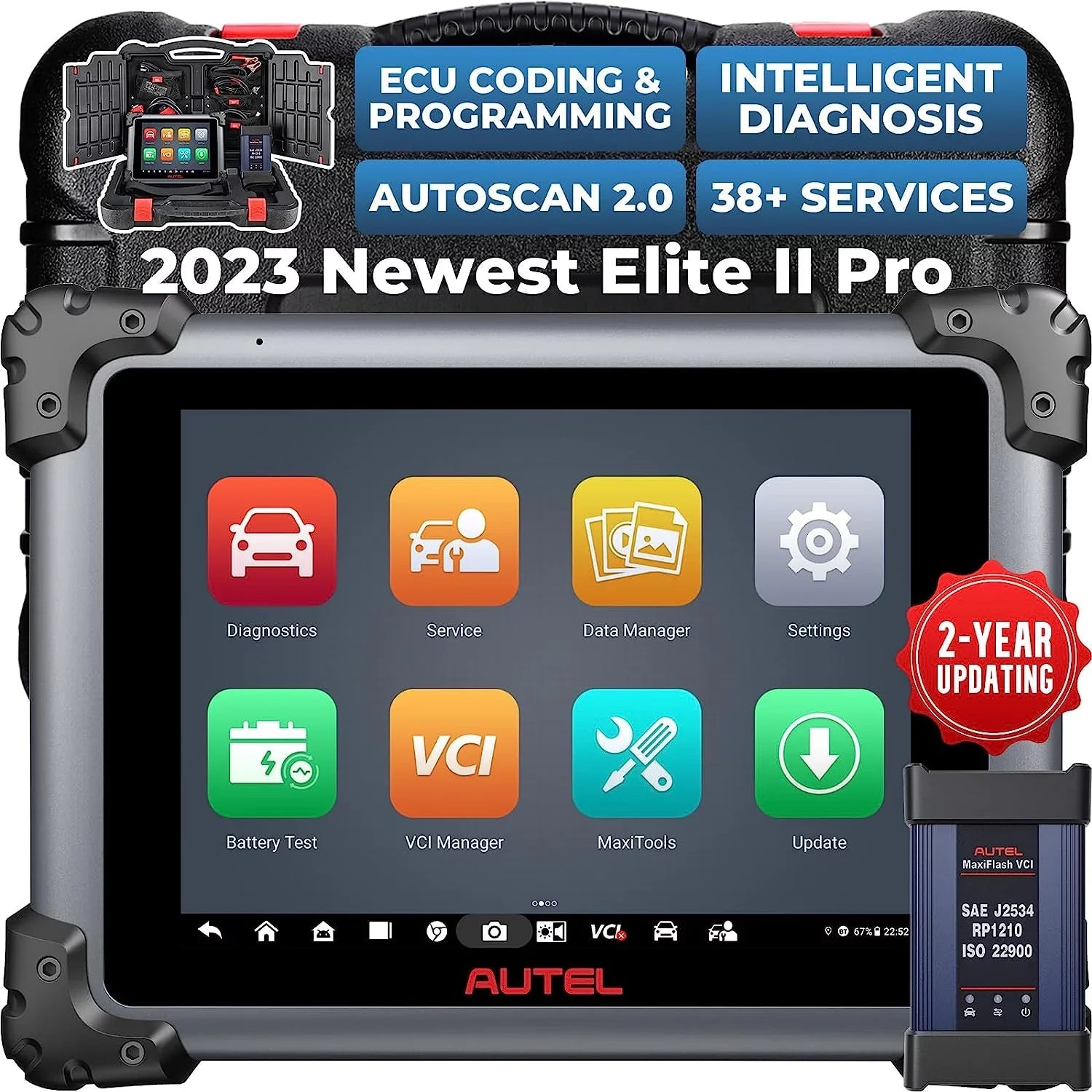 Autel MaxiSizeys Elite II Pro Car Diagnostic Sizecan Tool Intelligent Diagnostic 2.0, J2534 ECU Programming & Coding, 38+ Sizeervices 2 Years Free New Ver. of MSize919/ MSize909/ Elite 2