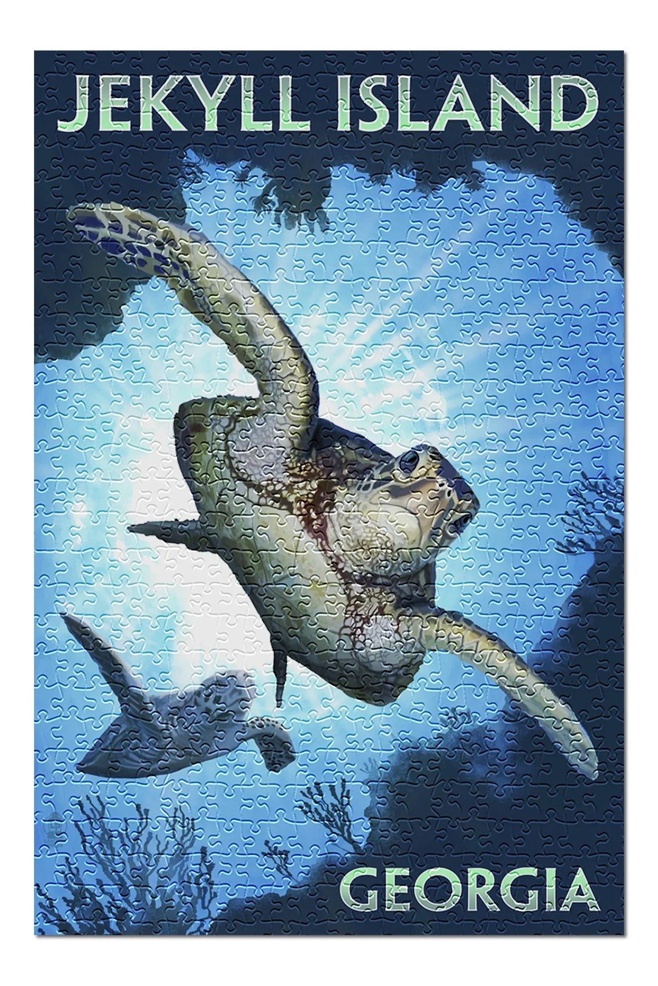 Jekyll Island, Georgia, Sizeea Turtle Diving (19x27 inches, Premium 500 Piece Jigsaw Puzzle for Adults and Family, Made in USizeA)