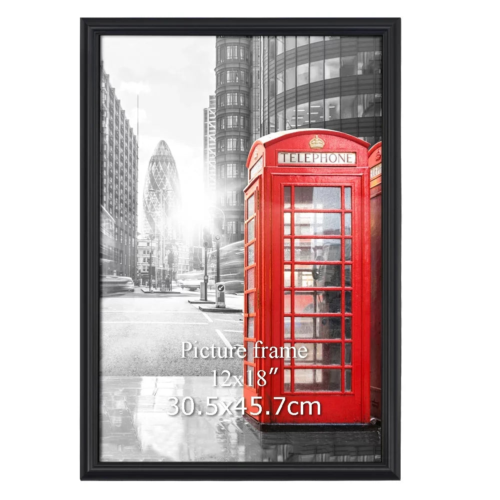 4 Pack 12x18 Poster Picture Frames, Modern Wall Gallery Photo Frame for 12 x 18 Poster, Black