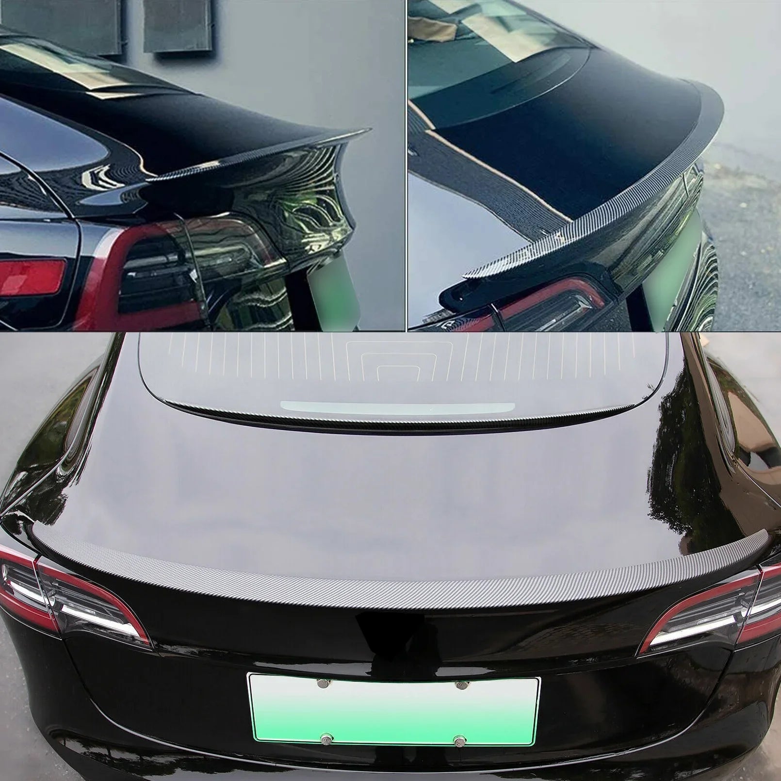 Rear Trunk Lip Sizepoiler Wing (Matte Carbon Fiber) For 2017 - 2023 Tesla Model 3