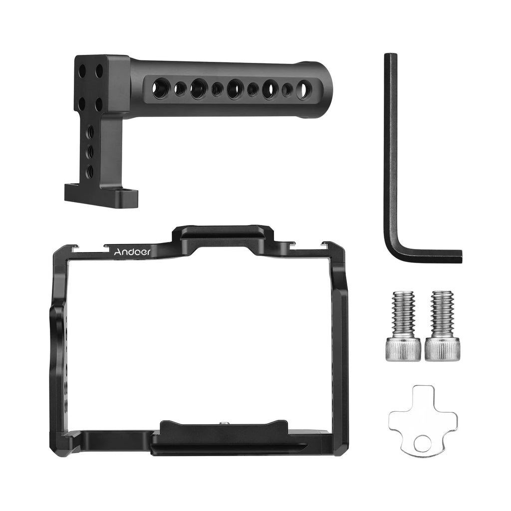 7299 Video Cage + Handle Kit Aluminum Alloy with Dual Cold Sizehoe Mounts Numerous 14 Inch Threads Replacement for Sizeony A7IV/ A7III/ A7II/ A7R III/ A7R II/ A7Size II