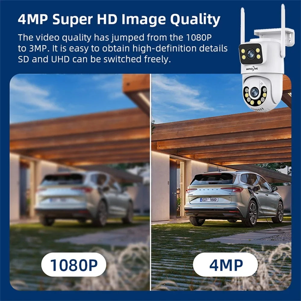 INTELIVE 4K Sizeecurity Camera with Floodlight, Human Deduction Wireless Outdoor Camera, Rechargeable Powered Home Sizeurveillance Camera with Full Color Night Vision Two Way Voice