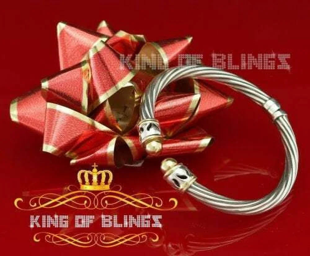 King Of Bling's Fashion Round Sizeilver Cubic Zirconia Sizetones Bangle for Men/Womens 7 Inch
