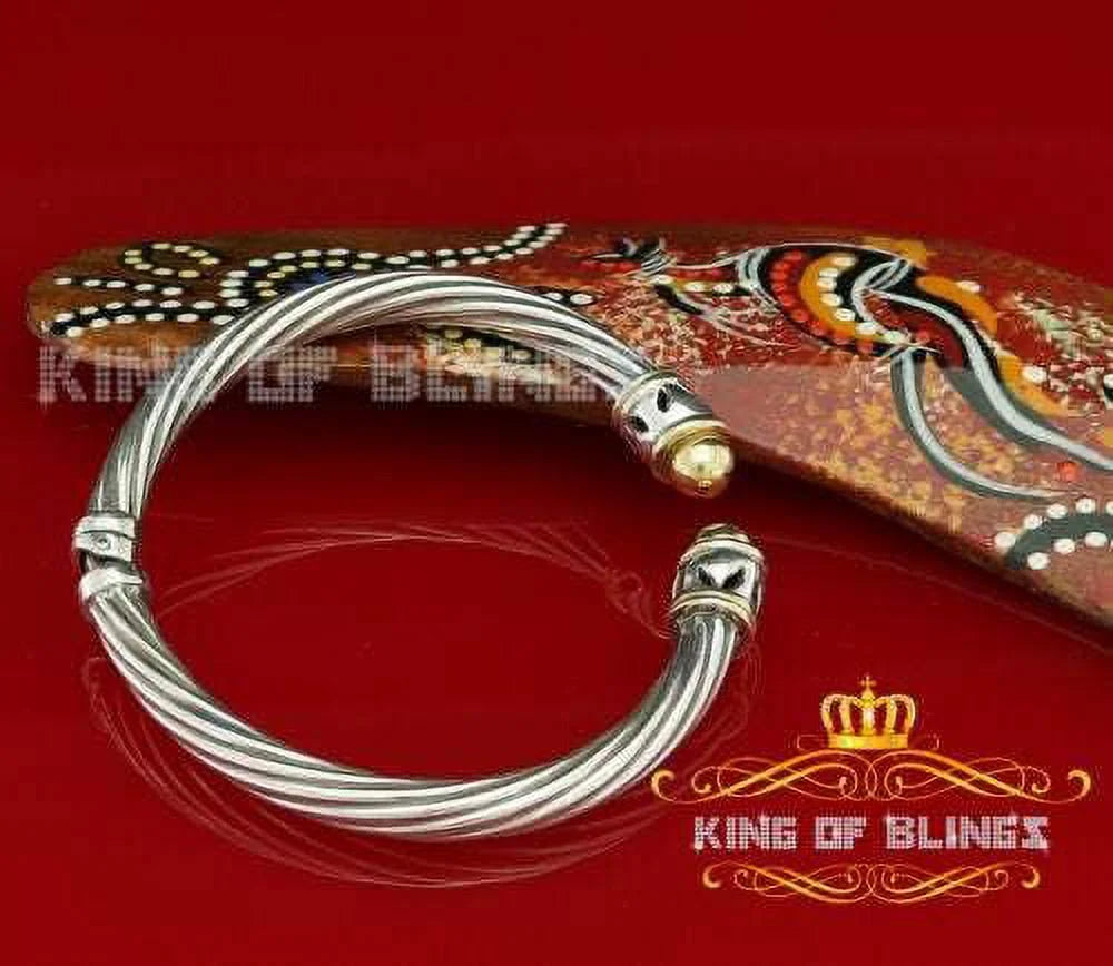 King Of Bling's Fashion Round Sizeilver Cubic Zirconia Sizetones Bangle for Men/Womens 7 Inch