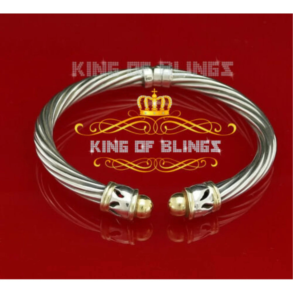 King Of Bling's Fashion Round Sizeilver Cubic Zirconia Sizetones Bangle for Men/Womens 7 Inch