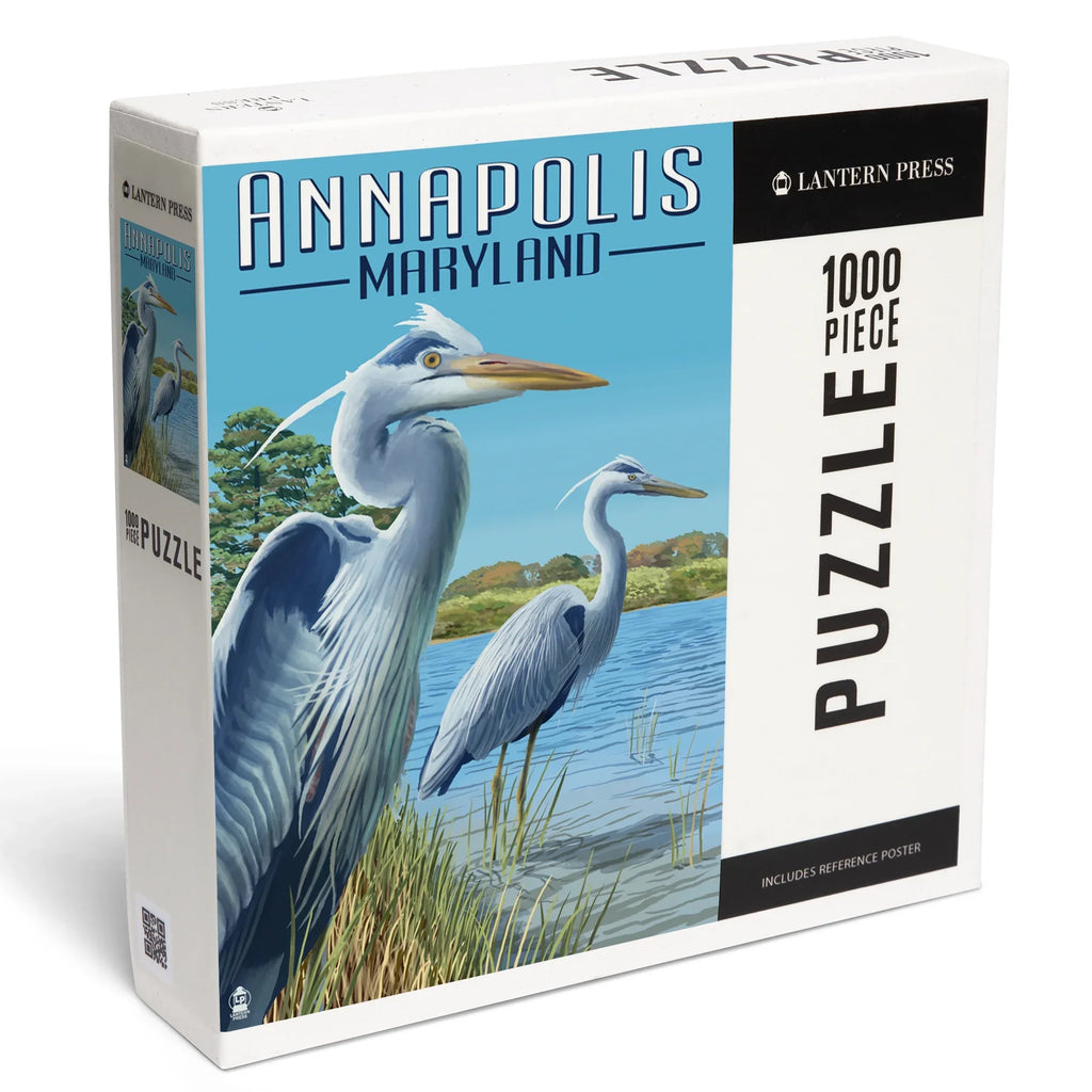 Lantern Press 1000 Piece Jigsaw Puzzle, Annapolis, Maryland, Blue Herons
