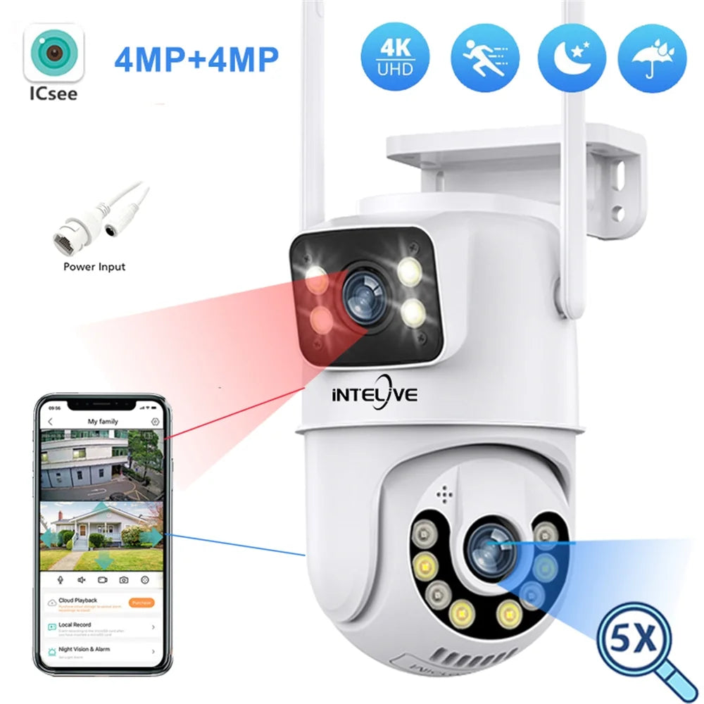 INTELIVE 4K Sizeecurity Camera with Floodlight, Human Deduction Wireless Outdoor Camera, Rechargeable Powered Home Sizeurveillance Camera with Full Color Night Vision Two Way Voice