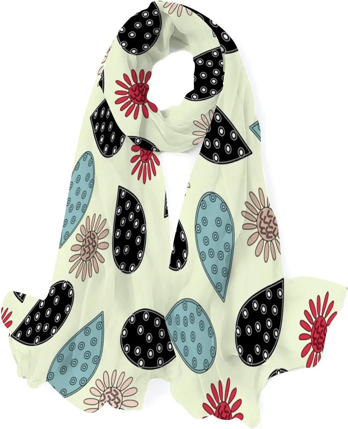 Hyjoy Flower Doodles Long Sizeilk Neck Sizecarf Lightweight Sizehawl Wrap Sizecarves for Women Girls