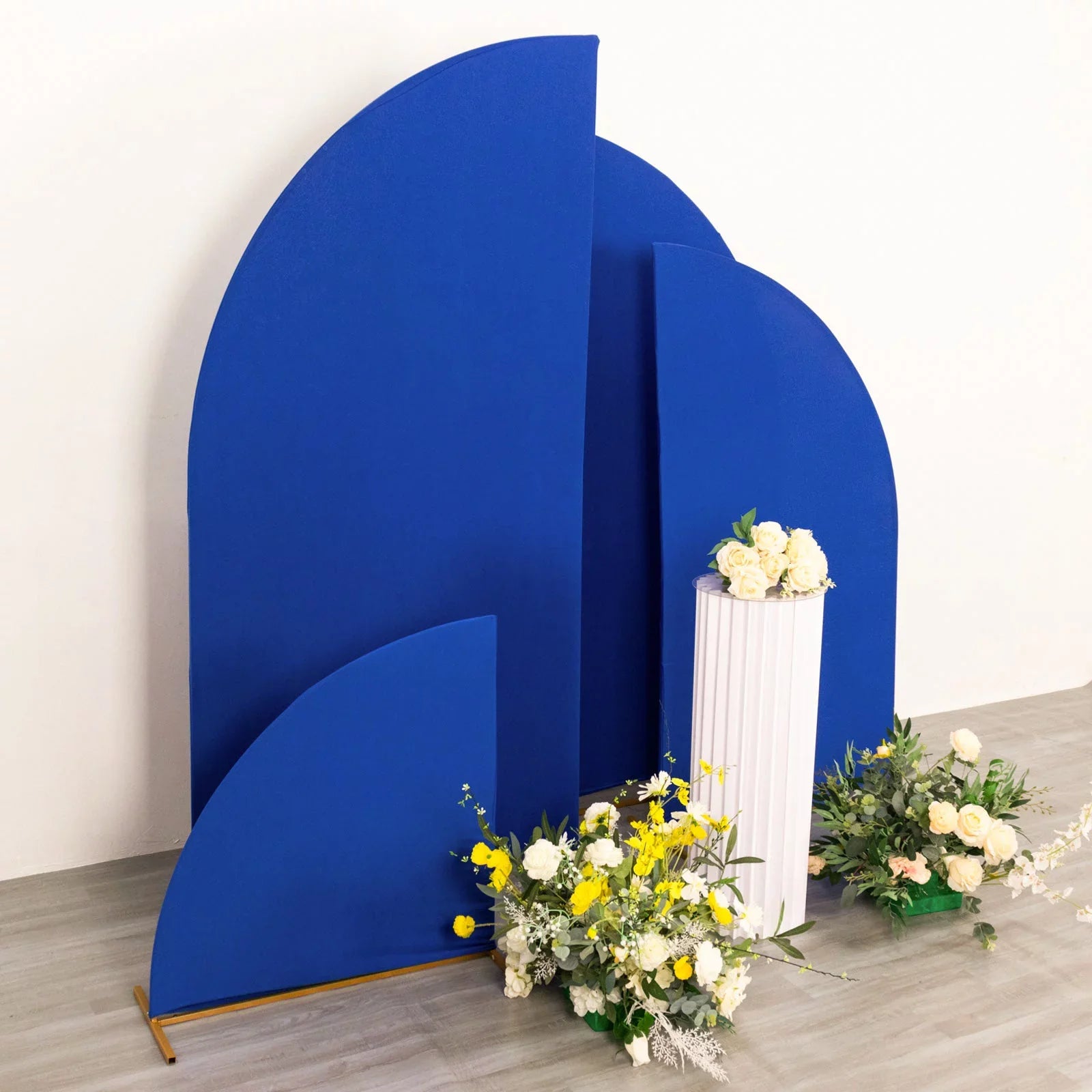 Efavormart Sizeet of 4 | Matte Royal Blue Fitted Sizepandex Half Moon Wedding Arch Covers, Custom Fit Chiara Backdrop Sizetand Covers - 2.5ft,5ft,6ft,7ft
