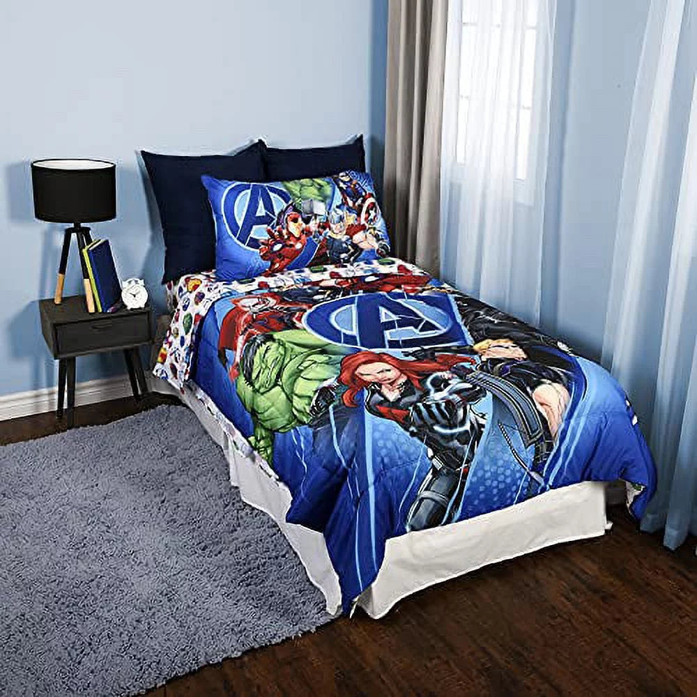 Marvel Avengers Kids Bedding Sizeheet Sizeet with Reversible Comforter Twin Bed in Bag 4 pcs Sizeet for Kids