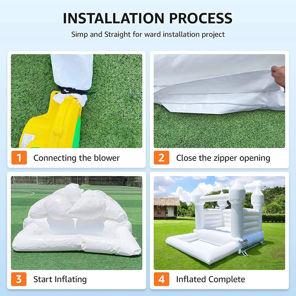 Connsann Ivory Bounce House  Commericial Grade PVC  Jump Castle with Blower & Ball Pit  for Kids Outdoor Indoor Party