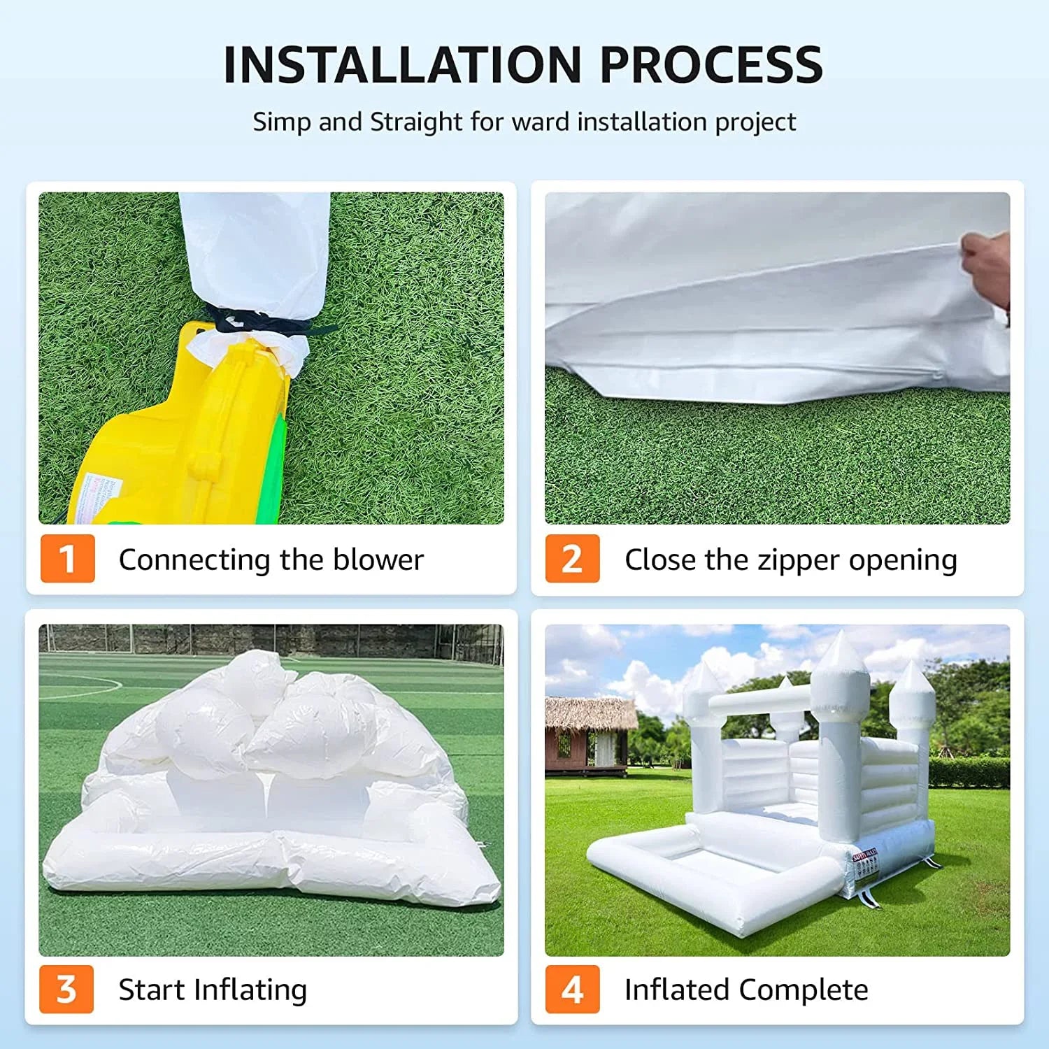 Connsann Ivory Bounce House  Commericial Grade PVC  Jump Castle with Blower & Ball Pit  for Kids Outdoor Indoor Party