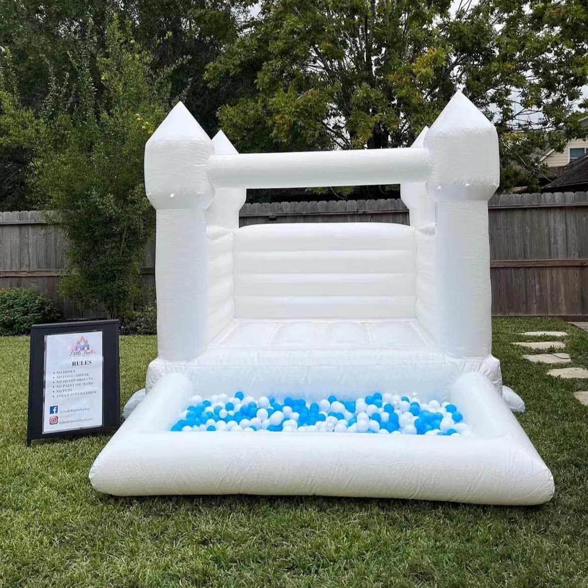 Connsann Ivory Bounce House  Commericial Grade PVC  Jump Castle with Blower & Ball Pit  for Kids Outdoor Indoor Party