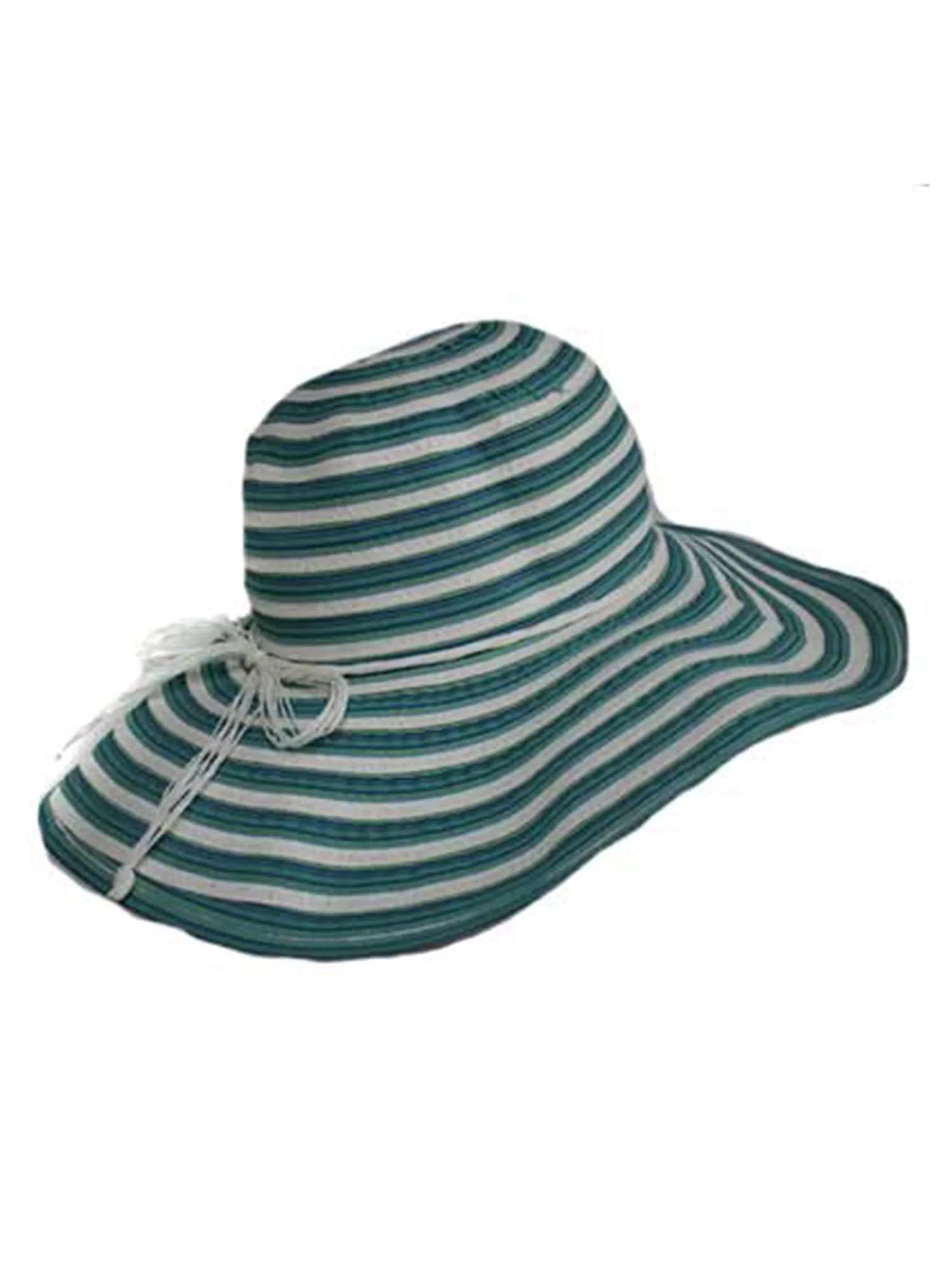 Lovely Turquoise & Ivory Wide Brim Floppy Hat