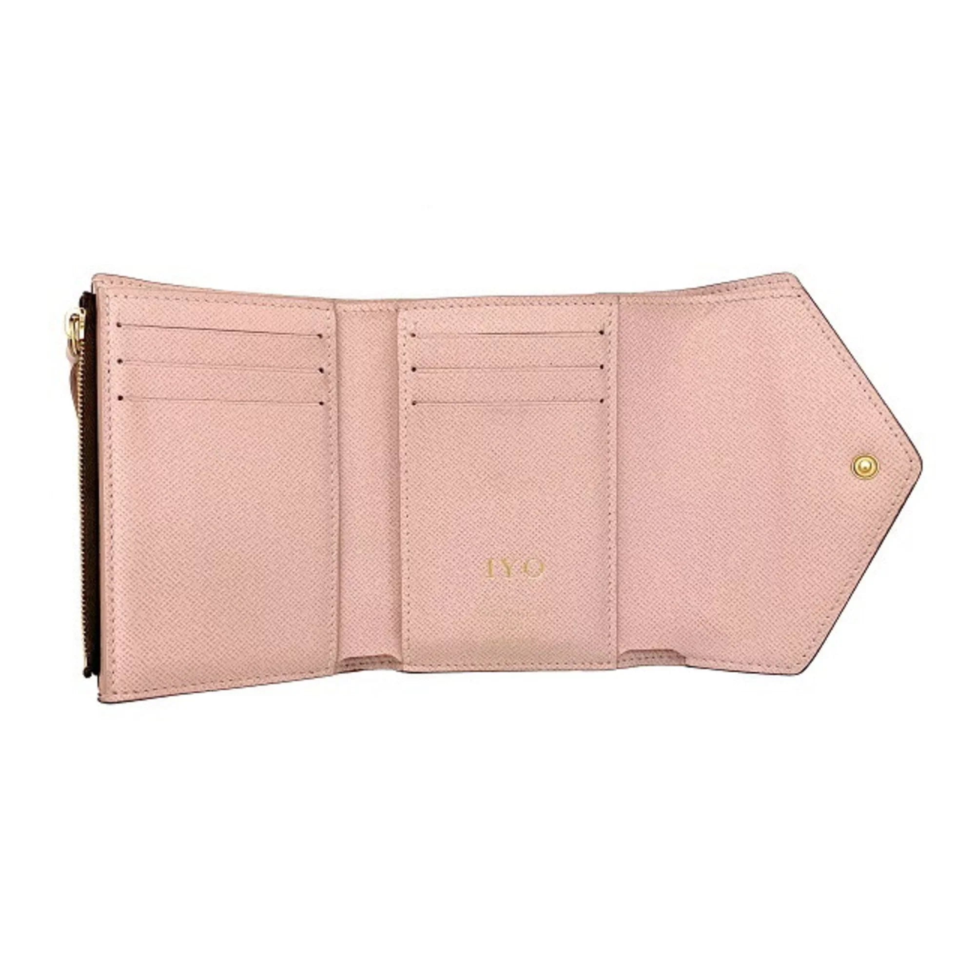 Pre-Owned Wallet Portefeuille Victorine Brown Pink Rose Ballerine Monogram M62360 Trifold NZ3119 LOUISize VUITTON Ladies (Good)