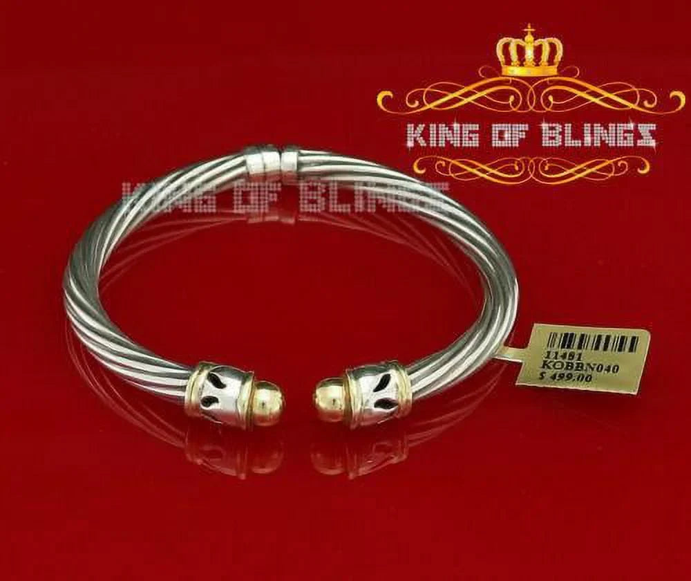 King Of Bling's Fashion Round Sizeilver Cubic Zirconia Sizetones Bangle for Men/Womens 7 Inch