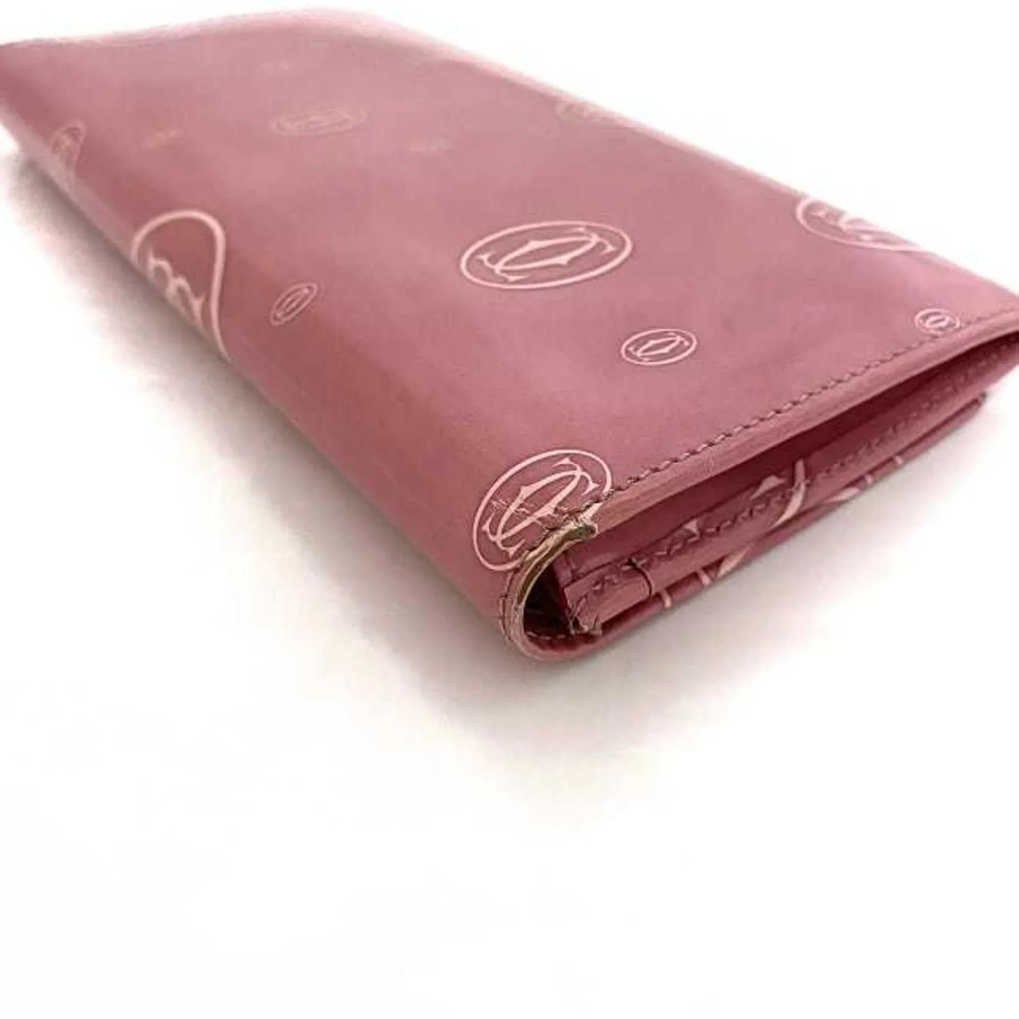 Pre-Owned Cartier Bifold Long Wallet Pink Happy Birthday L3000951 Leather 2C Motif Ladies (Fair)