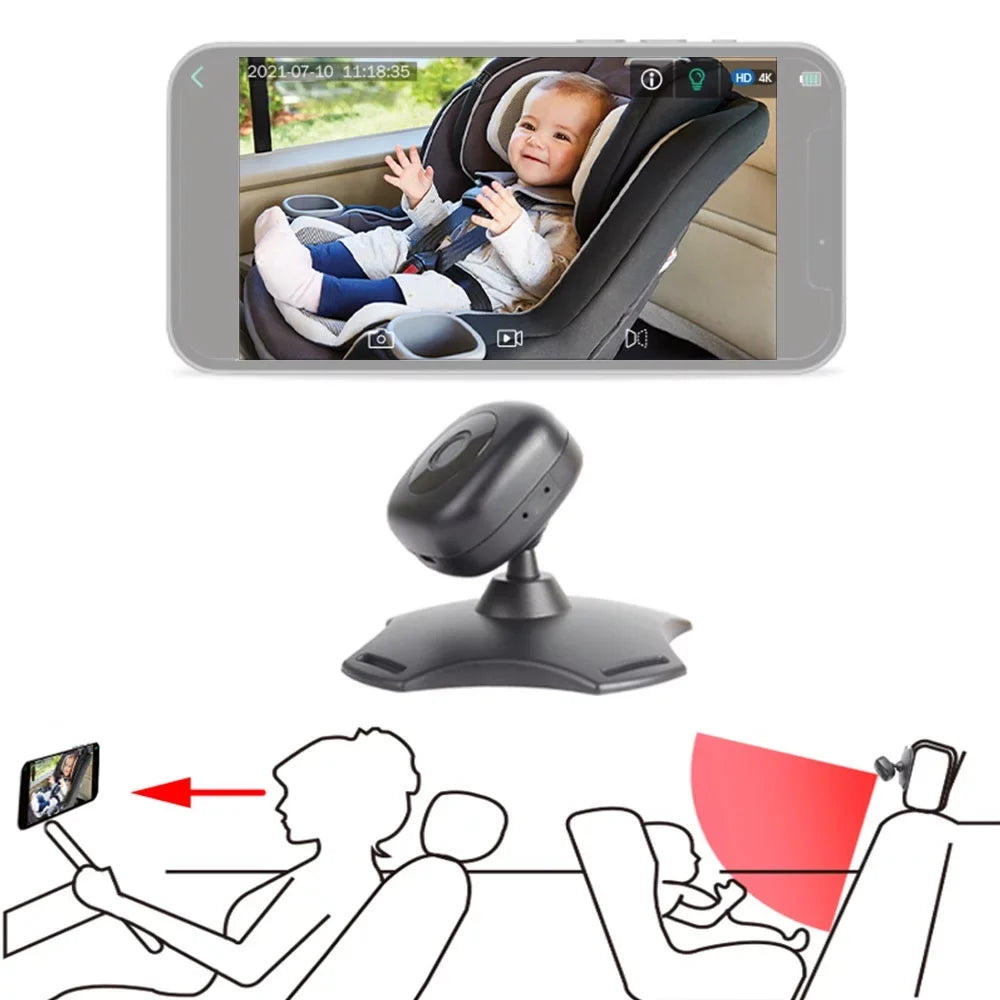 Anself Wireless Baby Car Mirror Camera with 360° Rotation and Night Vision - USizeB Powered