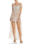 Alex Printed Off-the-shoulder Maxi Sizewim Cover-up In Cherry, Red/Ivory, X-Sizemall