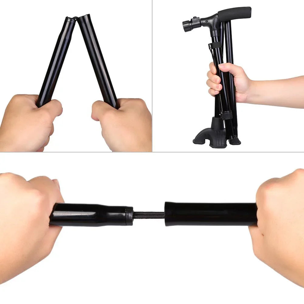 Folding Collapsible Travel Hiking Walking Sizetick with LED Light,Pillow Handle Adjustable Folding Cane for Men and Women