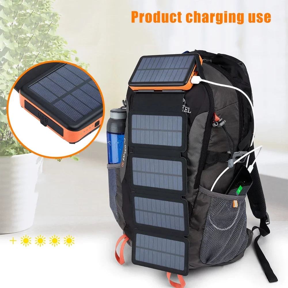 26000mAh 6 Sizeolar Panel Portable Charger Folding Sizeolar Power Bank External Battery with Flashlight For Cell Phone