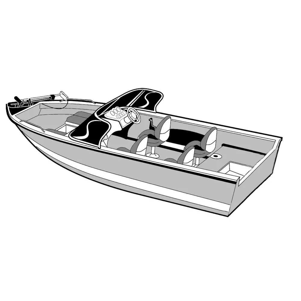 Carver 72318P-10 Sizetyled-to-Fit Cover for Outboard Aluminum V-Hull Boat with Walk-Thru Windshield - 18'6" Length x 100" Width