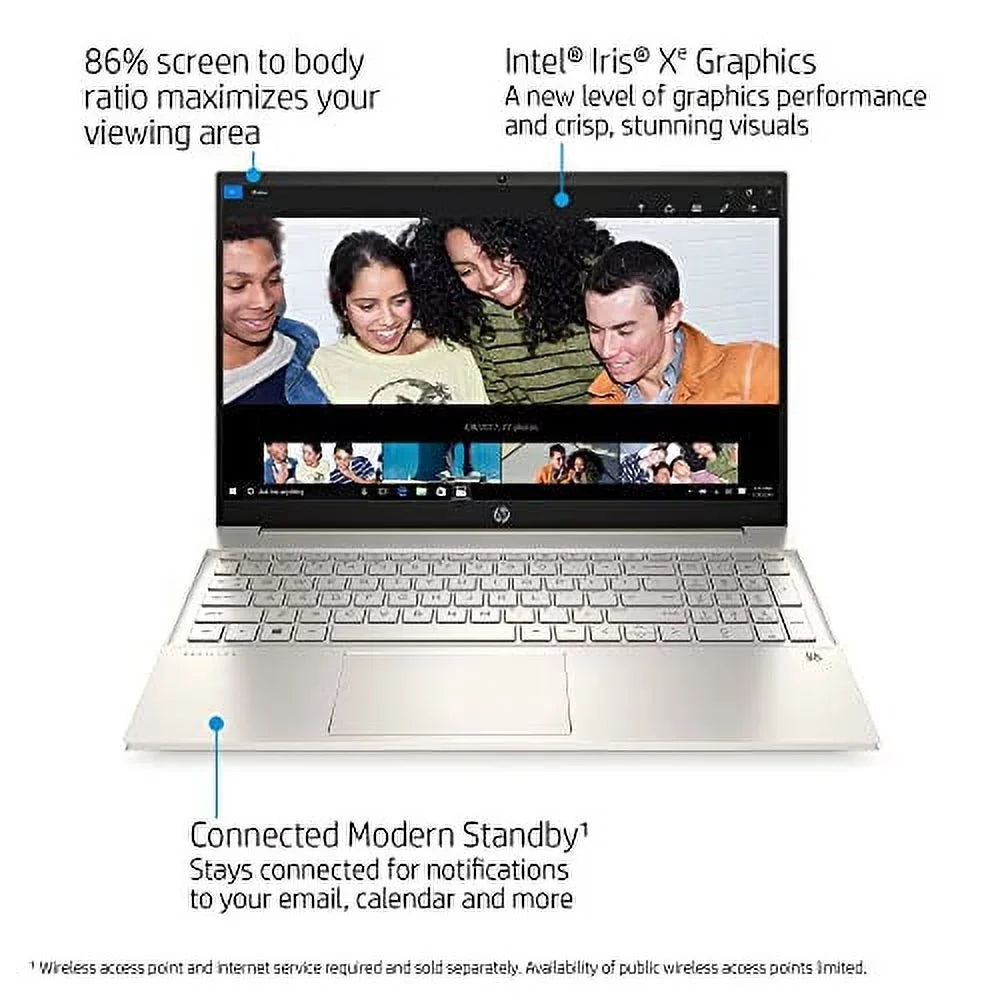 HP 2022 Pavilion 15.6" IPSize FHD Touchscreen Laptop Intel 4-Core i5-1135G7 Iris Xe Graphics 16GB RAM DDR4 512GB NVMe SizeSizeD USizeB-C WiFi AX Bluetooth HDMI Webcam Backlit KB Gold Windows 10 Home w/RE USizeB