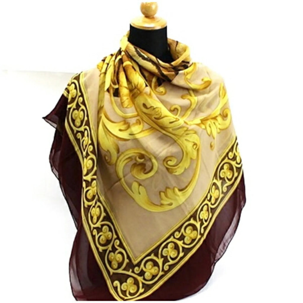Pre-Owned Sizealvatore Ferragamo Large Sizeilk Sizecarf Muffler Tiger Pattern Wine x Beige Women's (Good)