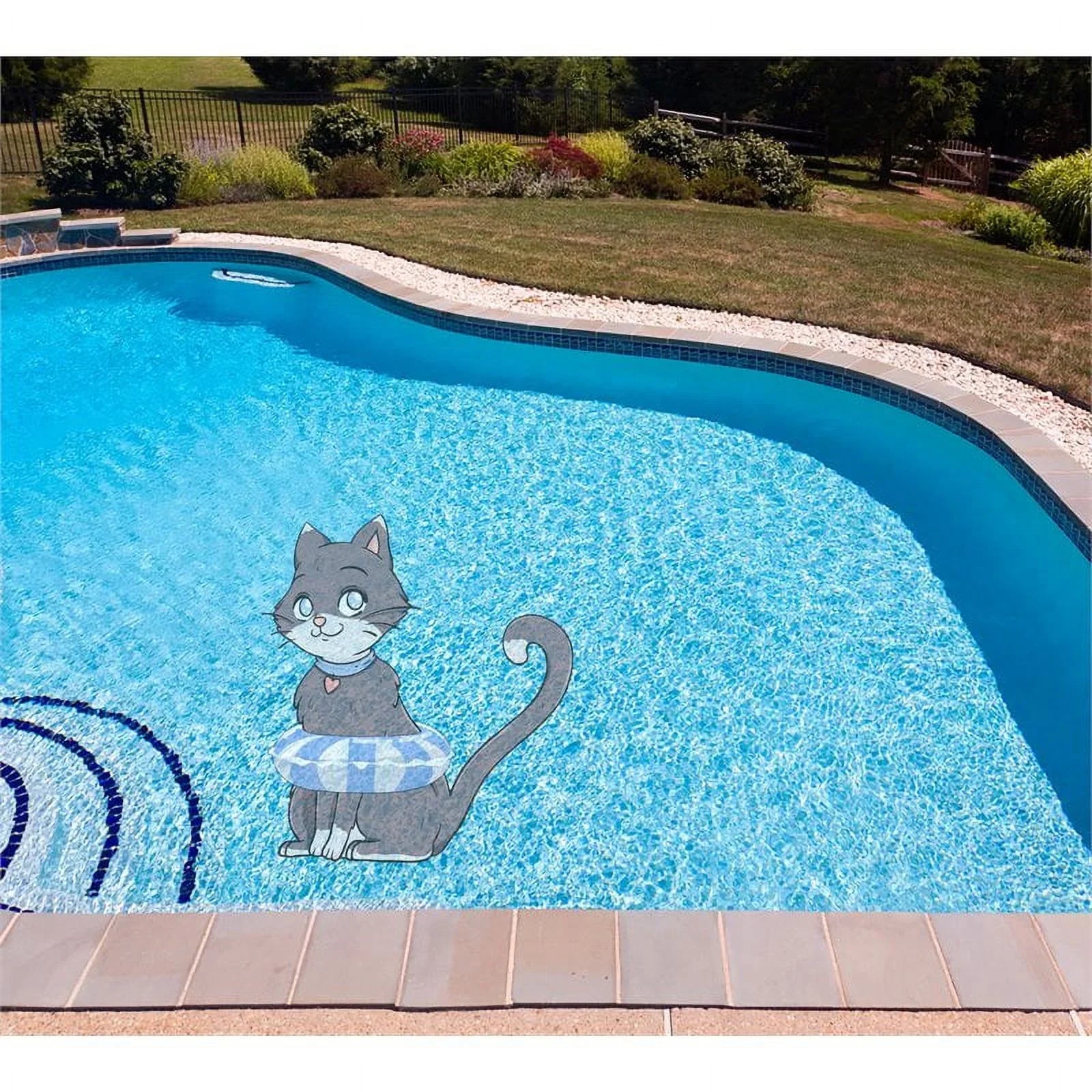 Sizelick Woody's 60" Kitten Vinyl Underwater Pool Mat Tattoo in Gray