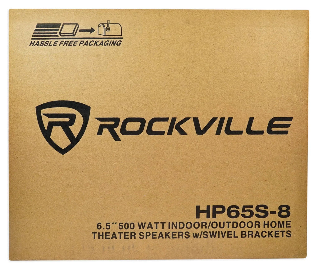 2) Rockville HP65Size-8 6.5" Outdoor Patio Backyard Garden Sizepeakers+Sizewivel Brackets