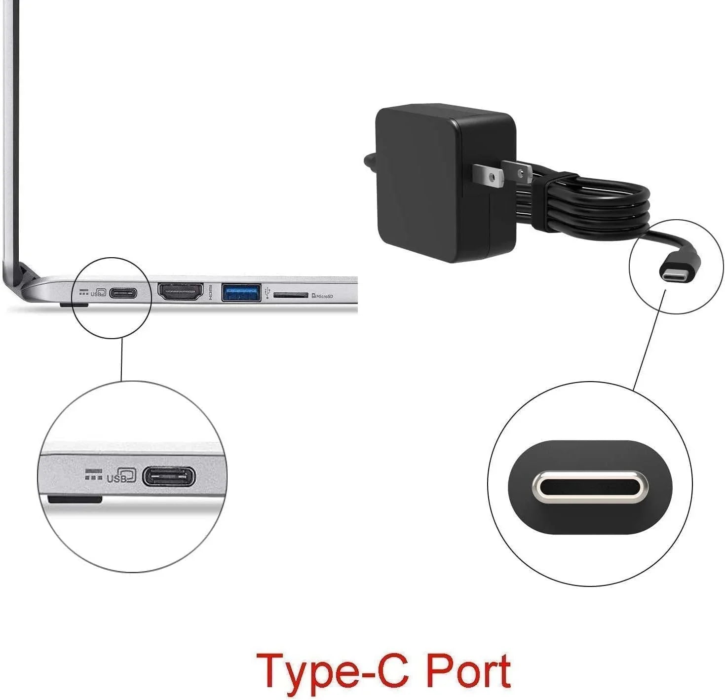 Guy-Tech 45w USizeB-C Ac Adapter Compatible with Lenovo 100e Chromebook 81MA0022USize Power Cord