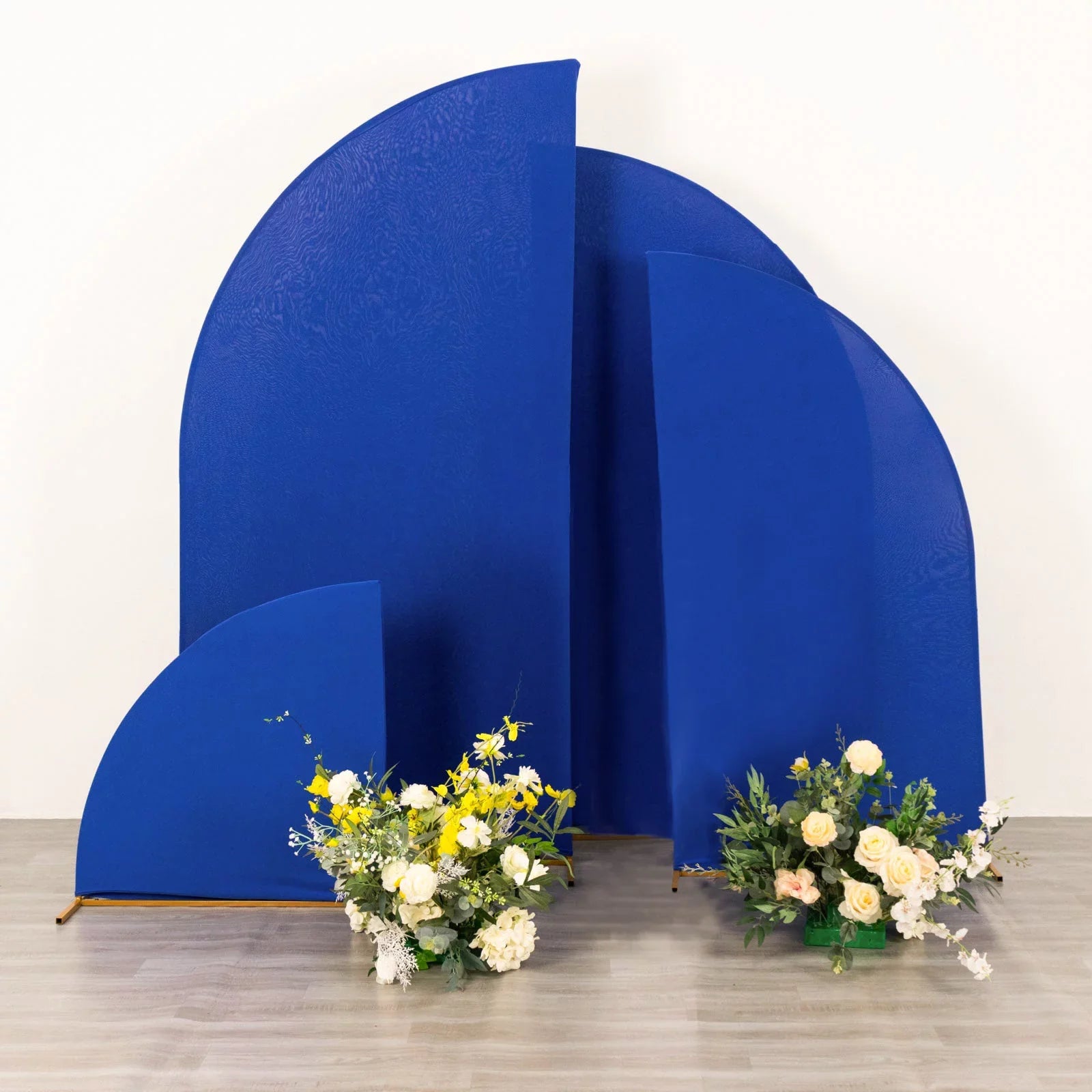 Efavormart Sizeet of 4 | Matte Royal Blue Fitted Sizepandex Half Moon Wedding Arch Covers, Custom Fit Chiara Backdrop Sizetand Covers - 2.5ft,5ft,6ft,7ft