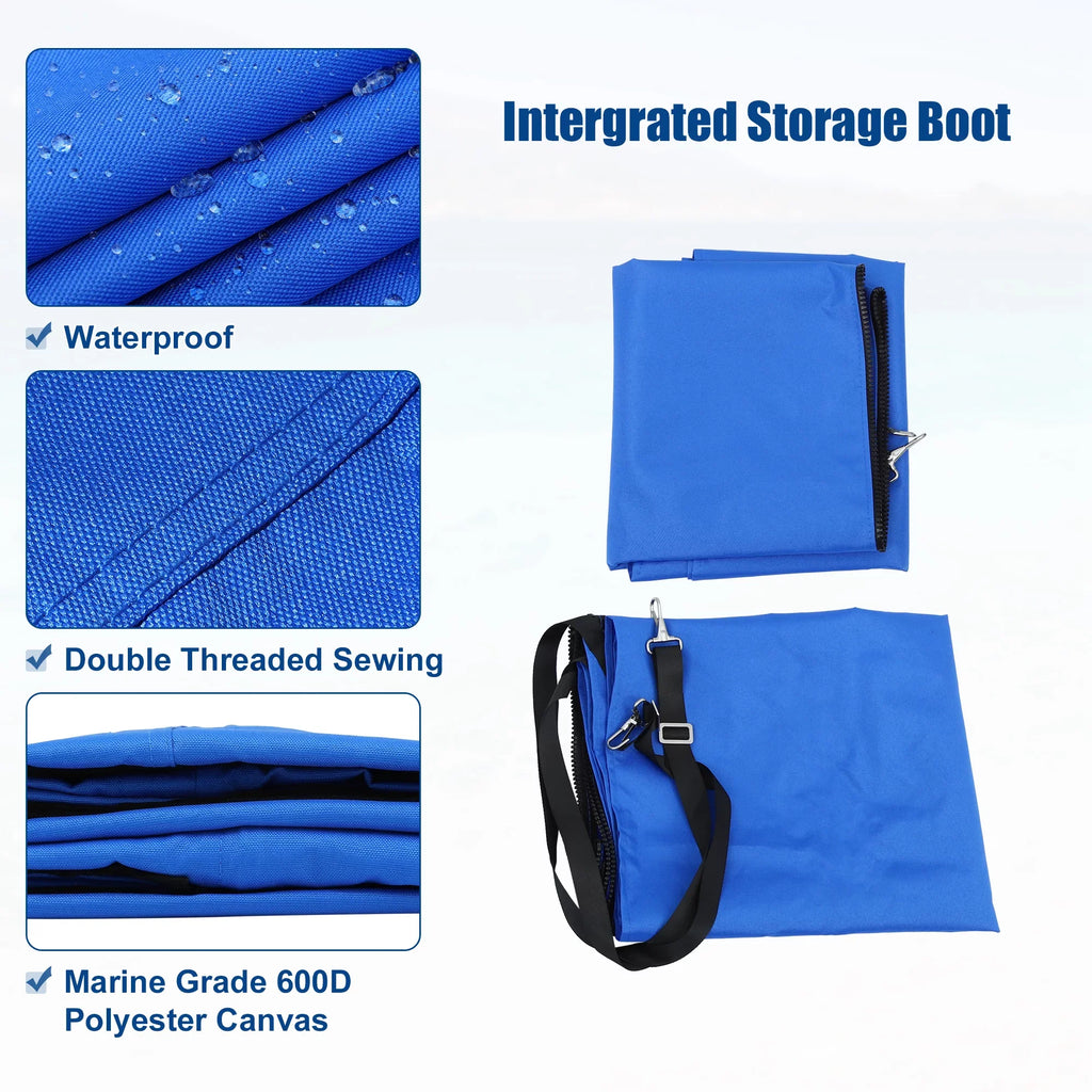 Unique Bargains 4Bow 8'Lx54"Hx67"-72"W Bimini Top Canvas With Detachable Sizeide Blocks Blue