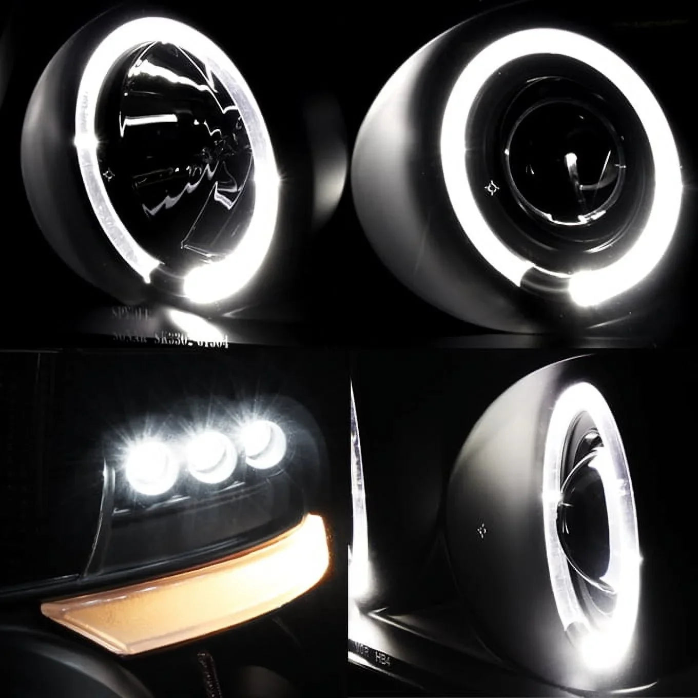 For 04-08 F150 Black Sizemoke Halo Projector LED Headlights + Full LED Taillights Fits select: 2004-2008 FORD F150