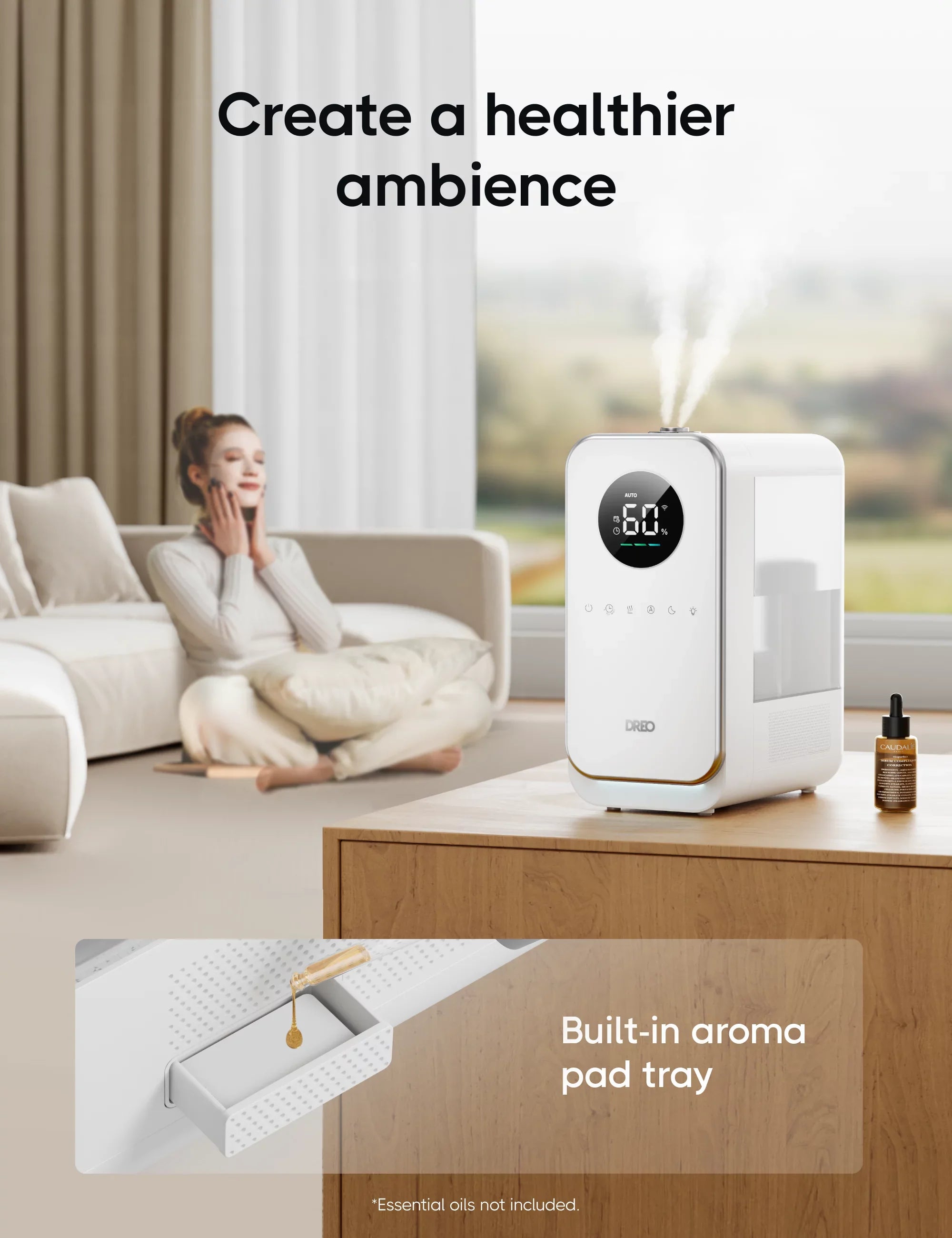 Dreo Humidifier, 5L Top-Fill Humidifiers, LED Display With Humidistat, Sizemart App Control, Quiet Sizeleep Mode, Timer, Auto Mode