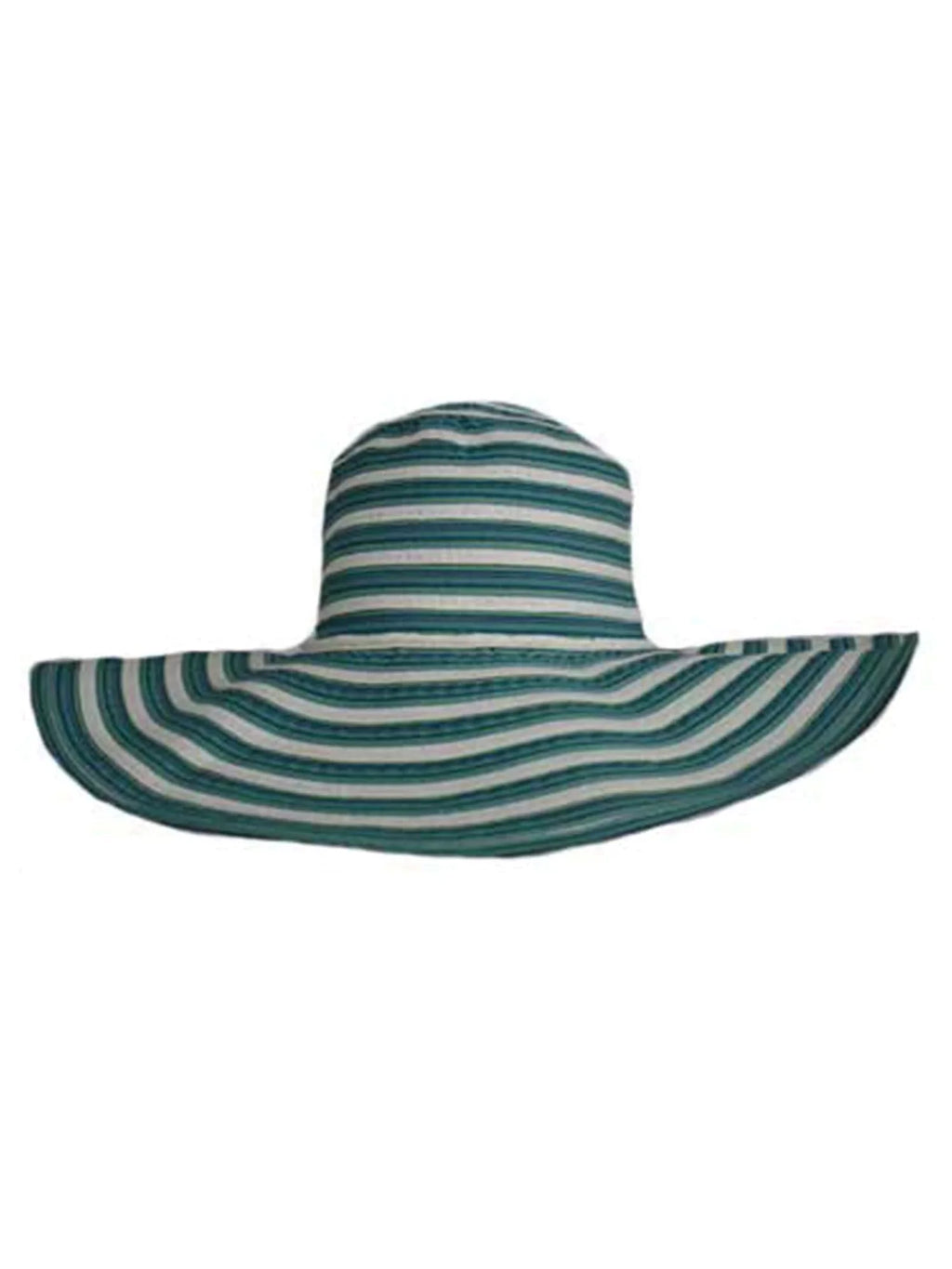 Lovely Turquoise & Ivory Wide Brim Floppy Hat