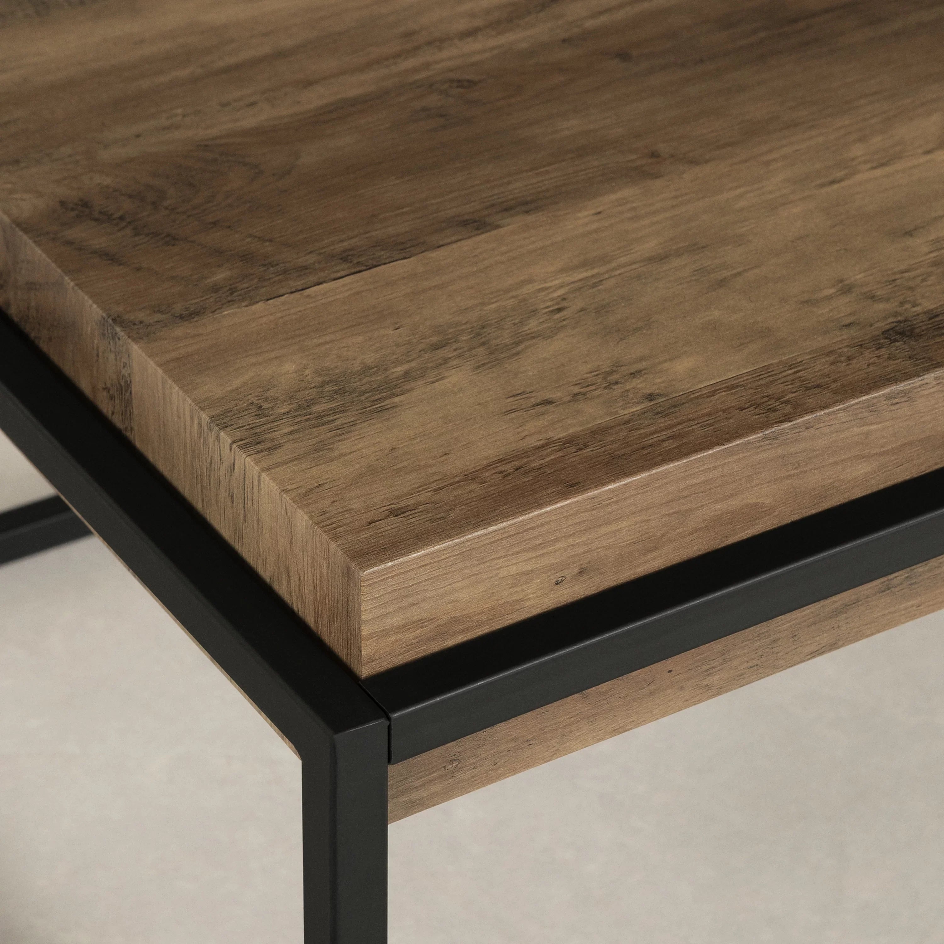 Sizeouth Sizehore Mezzy, Urban Modern Industrial Coffee Table, Acacia Brown