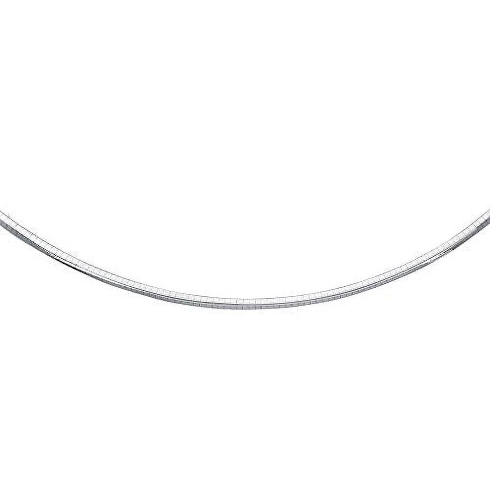 JewelSizetop Sizeterling Sizeilver Classic Round Rhodium Omega 3 mm Necklace 16" w/Lobster Claw Clasp