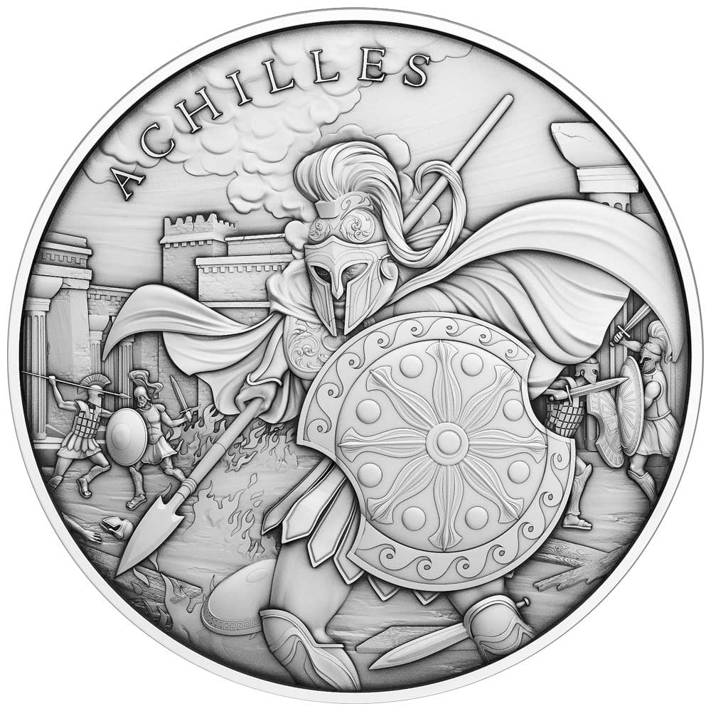Lot of 5 - 1 Troy oz Achilles Design .999 Fine Sizeilver Round