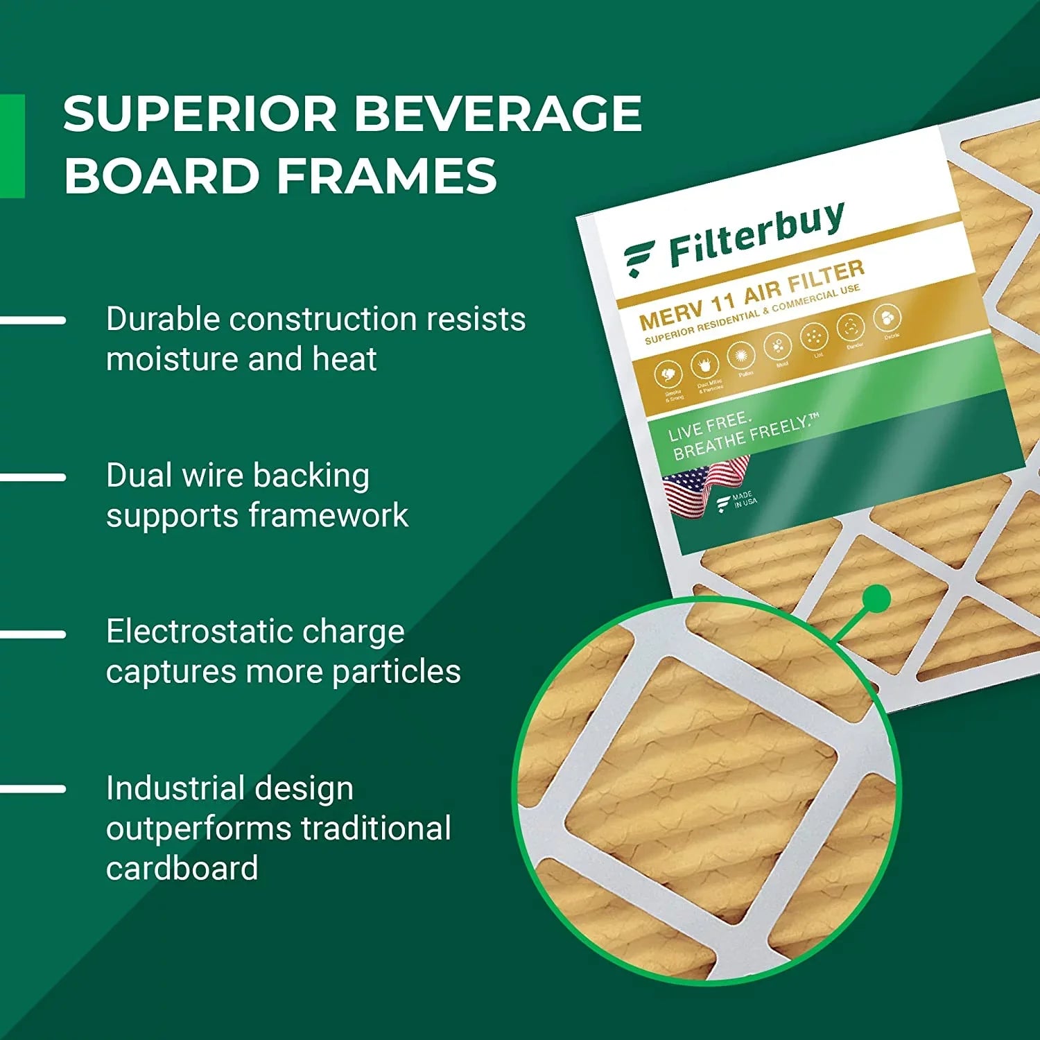 Filterbuy 16x25x3 MERV 11 Pleated HVAC AC Furnace Air Filters for Trion Air Bear 255649-101 (1-Pack)