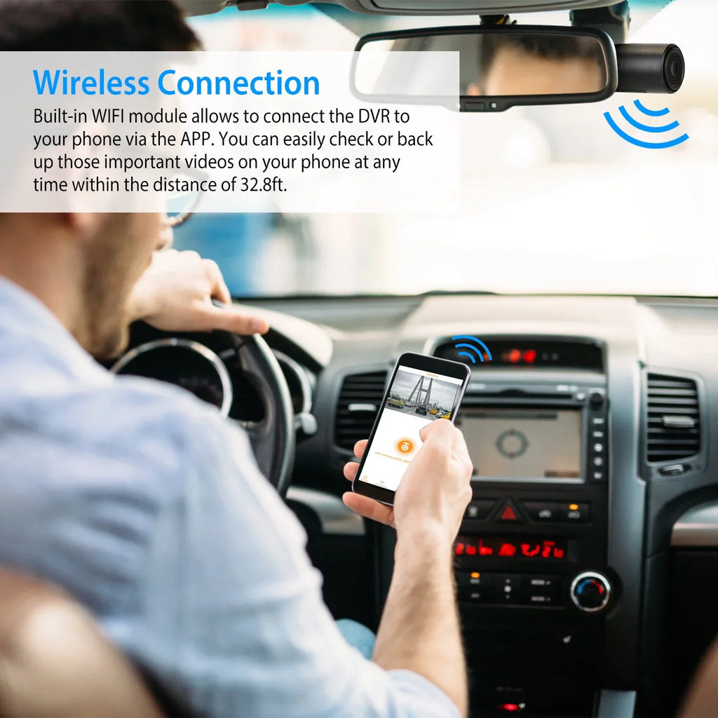 170° WiFi Dash Cam iMounTEK 1080P HD Car DVR Camera Recorder with G-sensor App Wifi Looping Recording 11.2ft Cigarette Lighter Cable