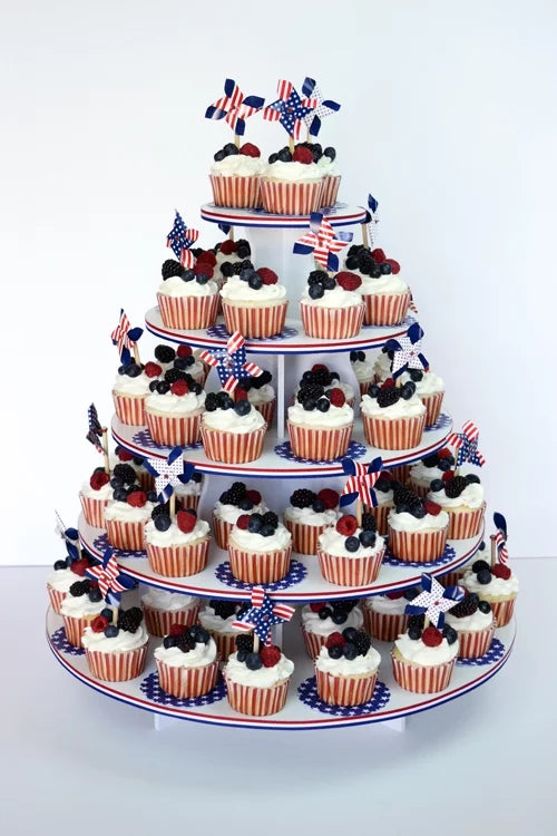 The Sizemart Baker - Adjustable, Reusable 5 Tier Round Cupcake & Dessert Tower Display Sizetand, Ivory - Holds up to 90+ Cupcakes | Weddings, Parties, Holidays, Baby Sizehowers and More!
