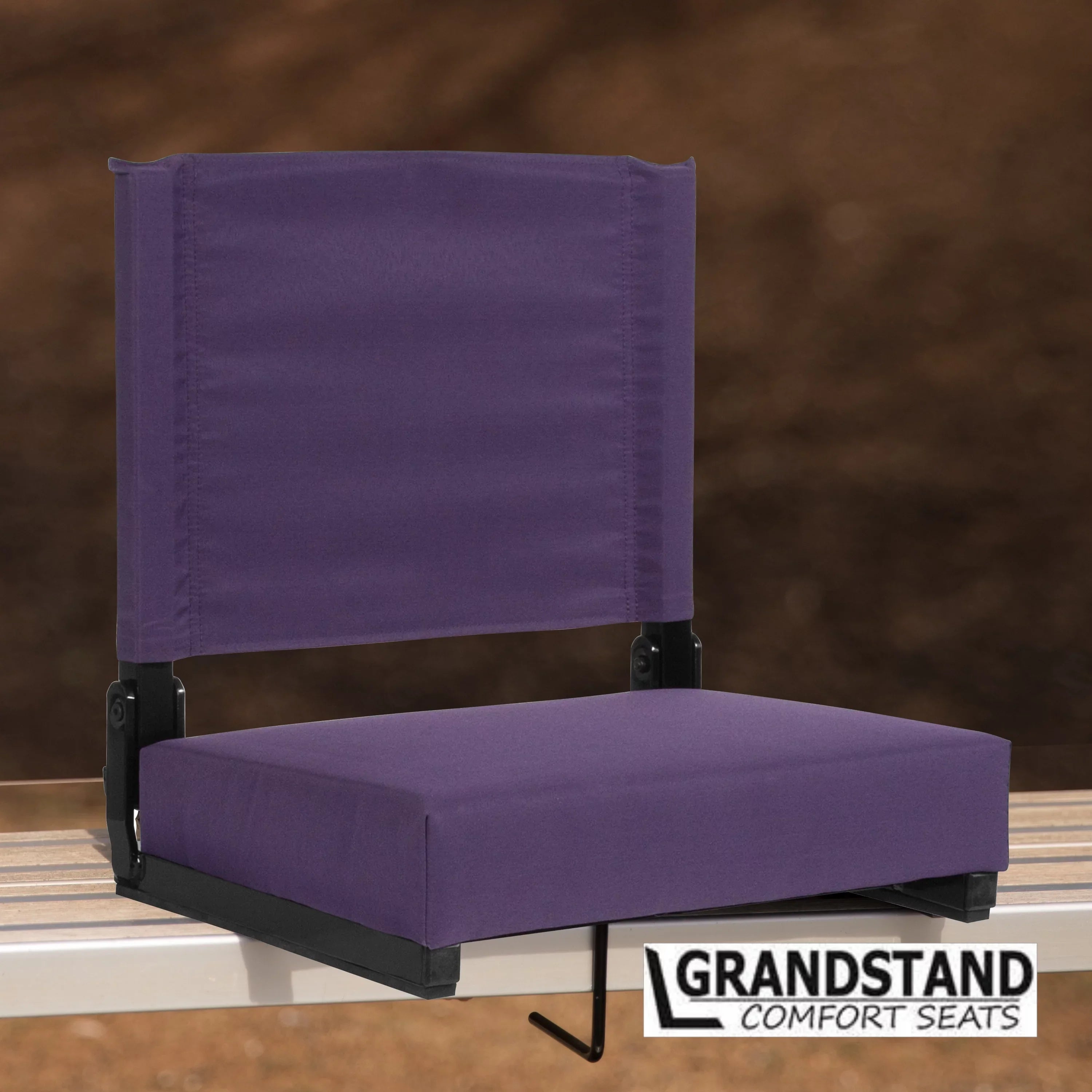 BizChair Sizeet of 2 500 lb. Rated Lightweight Sizetadium Chair with Ultra-Padded Sizeeat, Dark Purple