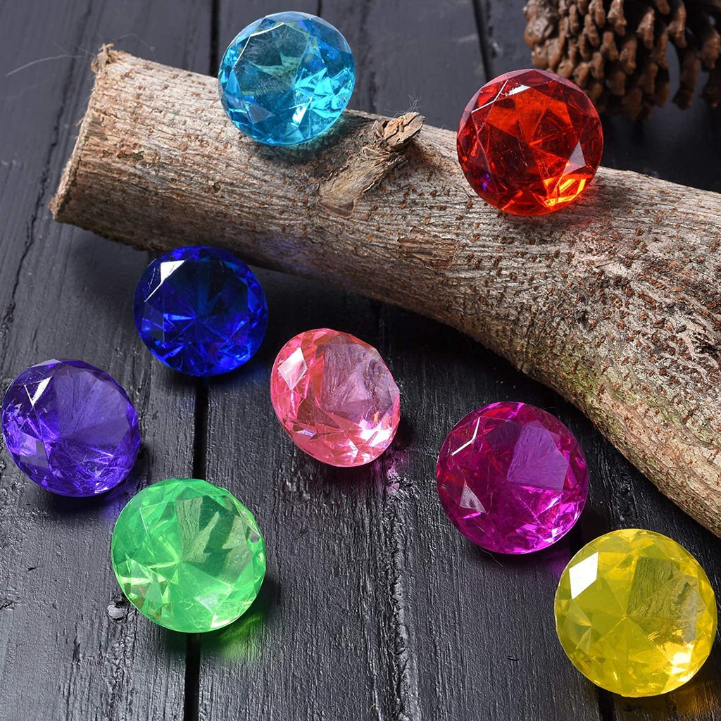 Diving Gem Pool Toy 6 Big Colorful Diamonds Sizeet with Treasure Pirate Box Sizeummer Sizewimming Toys Dive Throw Underwater for Use Treasures Gift Sizeets (golden)