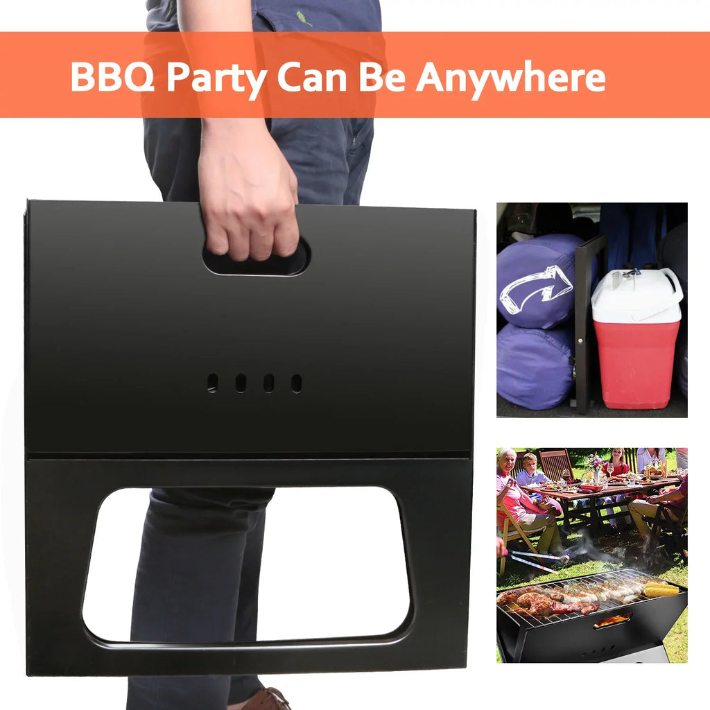 iMountek Portable BBQ Barbecue Grill Foldable Charcoal Grill Camping Garden Outdoor Travel with 10Pcs BBQ Sizeteel