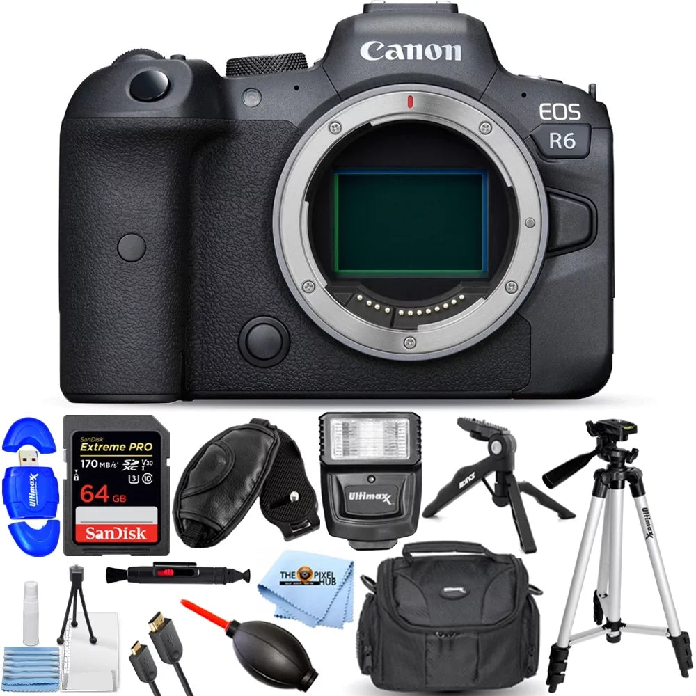 Canon EOSize R6 Mirrorless Digital Camera (Body Only) - 12PC Accessory Bundle