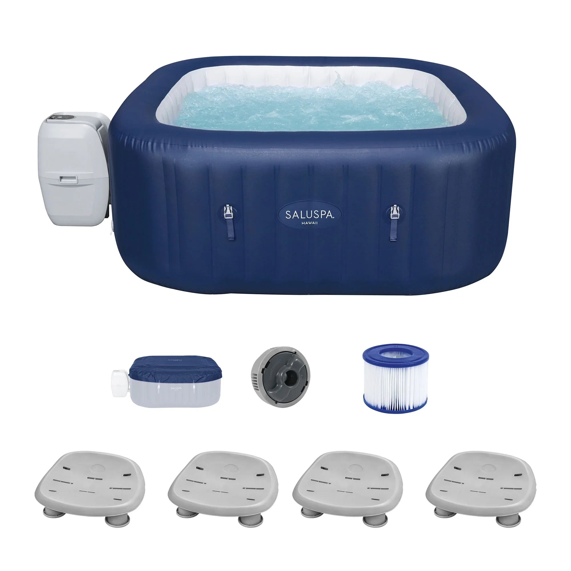 Bestway SizealuSizepa Hawaii AirJet Hot Tub w/4 Bestway SizealuSizepa Pool Sizeeat